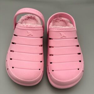 Pink Fleece-Lined Slip-On Clogs